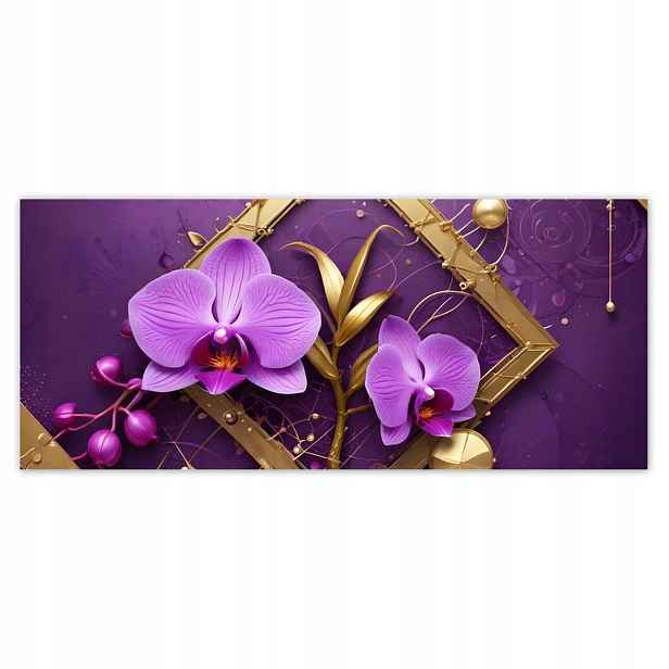 Fototapety 211x91 Fialové orchideje a zlato