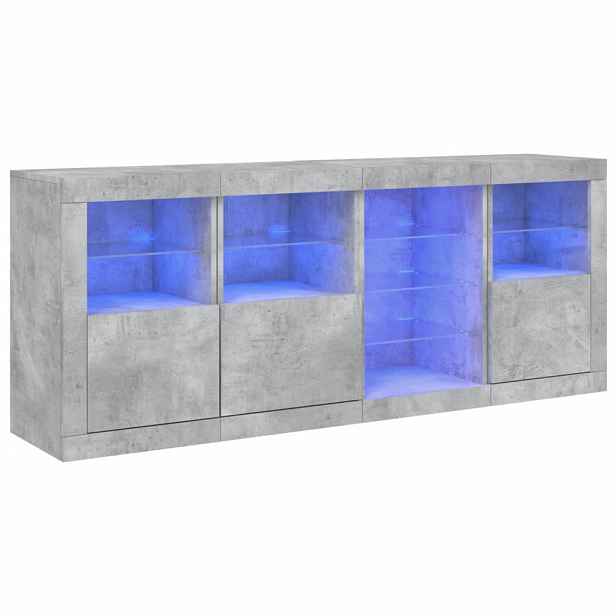 vidaXL Příborník s LED osvětlením betonově šedý 164 x 37 x 67 cm
