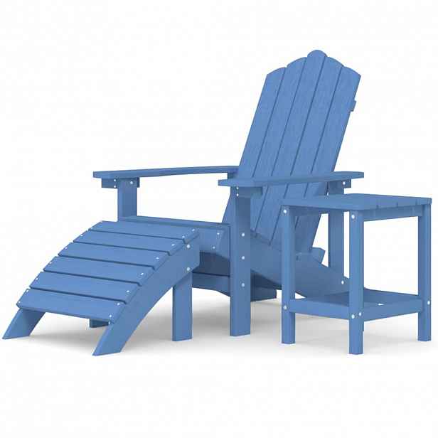 vidaXL Zahradní křeslo Adirondack + podnožka/stolek HDPE akvamarínové
