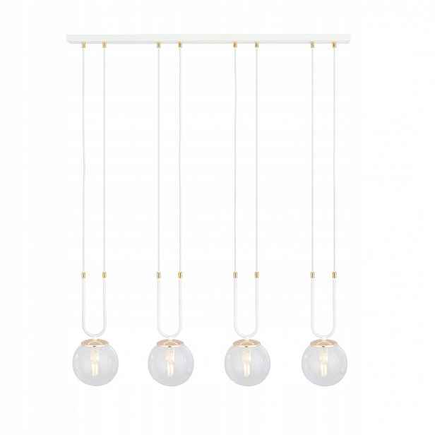 Závěsná lampa Glam 4-bodová bílá s průhlednými stínidly E14