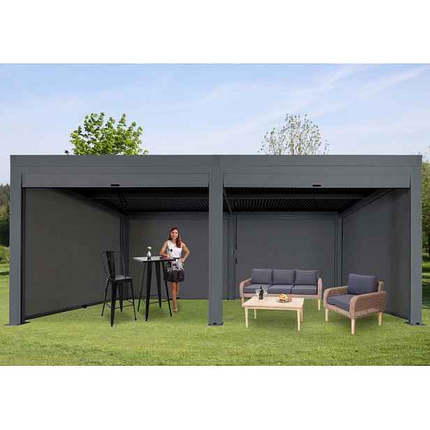 Bioklimatická pergola HWC-L46 3x6 s 6 bočními stěnami