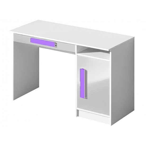Pracovní stůl GULLIWER 9, bílá lesk/fialová