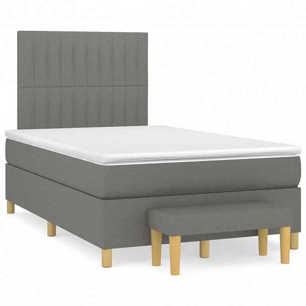 vidaXL Box spring postel s matrací tmavě šedá 120x200 cm textil