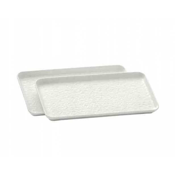 2x Podnos keramická miska 29 x 15,5 cm, předkrm, talíř uzeniny, bílá barva