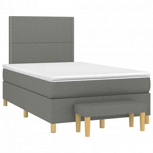 vidaXL Box spring postel s matrací tmavě šedá 120x190 cm textil