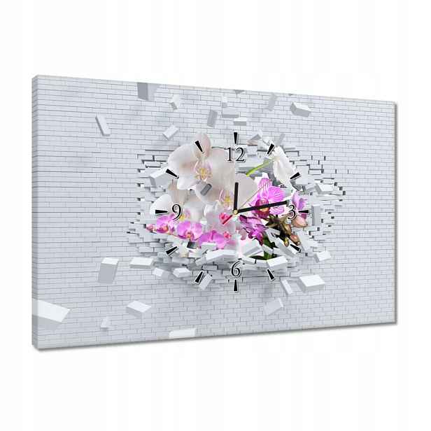 Hodiny 60x40 Orchidej ve zdi