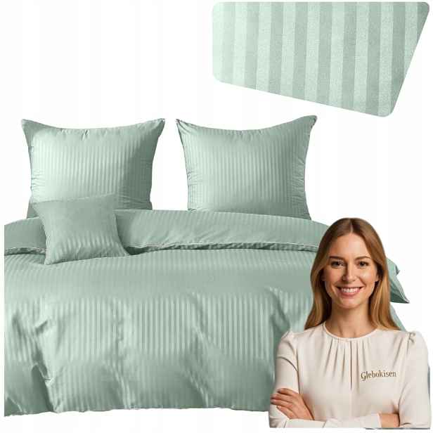 Povlečení S Lamovkou 140x200 1x70x80 Mátová Adamášková Pásy 1Cm