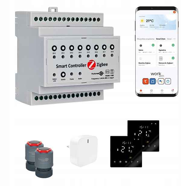 Sada pro podzemní vytápění Zigbee Tuya CH8Z 2 pokojů s termostatem PRO3 černá