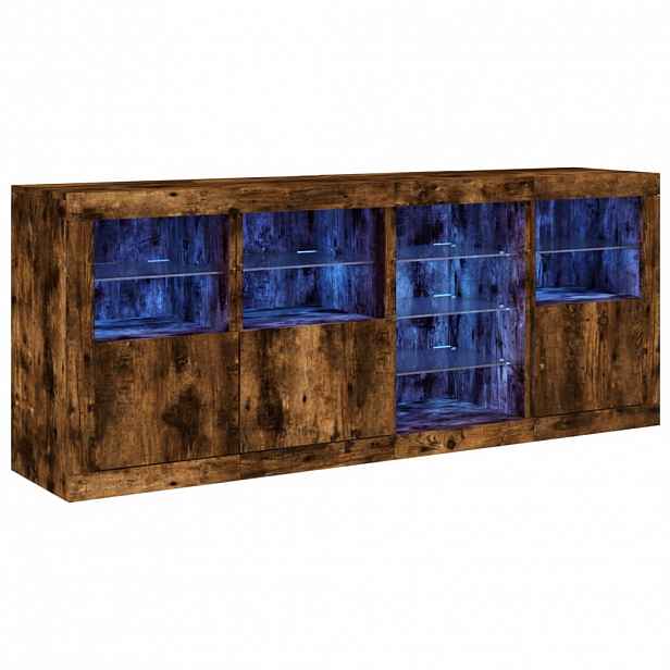 vidaXL Příborník s LED osvětlením kouřový dub 164 x 37 x 67 cm