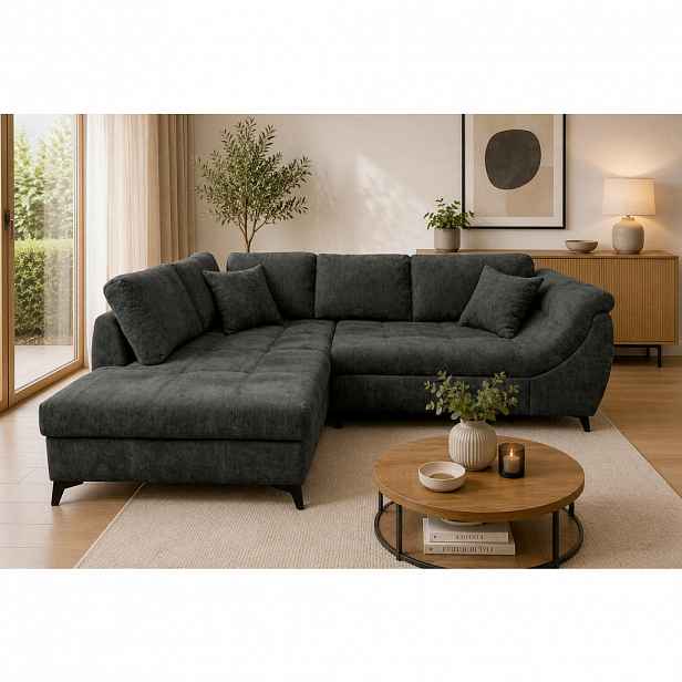 P & B ROHOVÁ SEDAČKA, textil, šedá