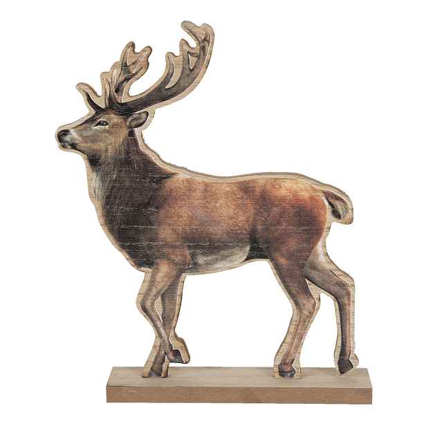 Dřevěná dekorace Jelen na podstavci - 22*5*26 cm Clayre & Eef