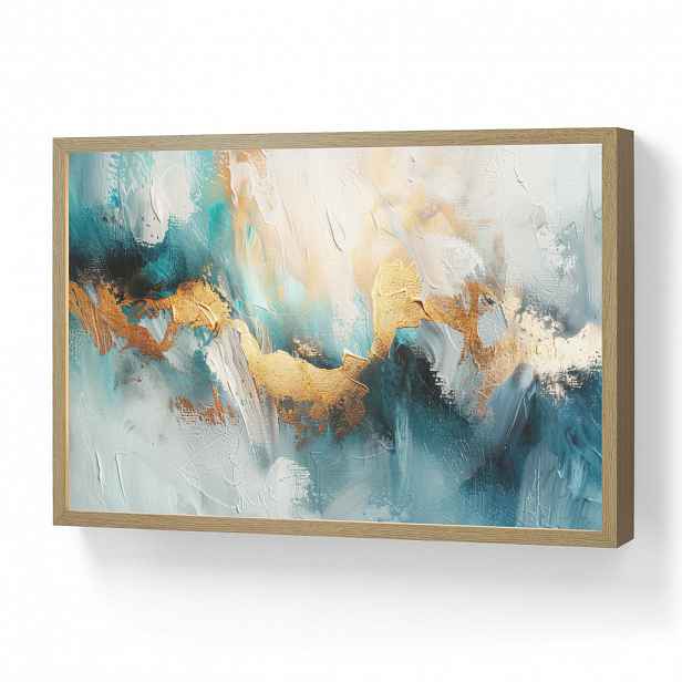 OnlyWow NÁSTĚNNÁ LAMPA S AKUMULÁTOREM Abstraktní - umění - zlatá - modrá 60x40 cm