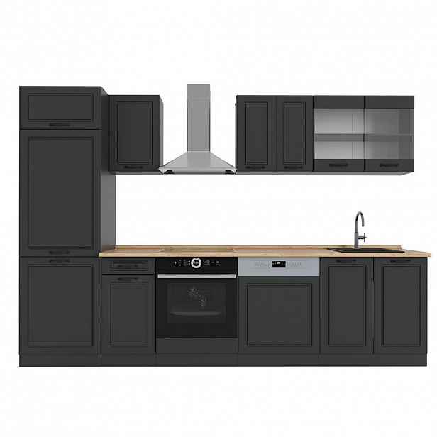 Vicco KUCHYŇSKÝ KOUT R-Line Antracitový venkovský dům/antracit 300 cm , PD Dub
