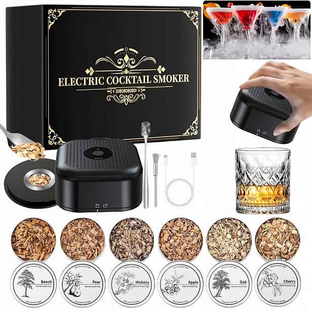 Elektrický Kuřák Na Whisky A Koktejly Se 6 Dřevěnými Hoblinami Pro Tatínka