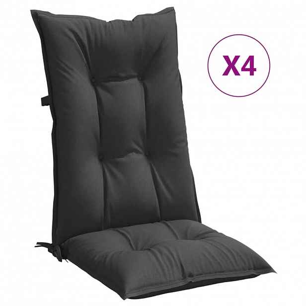 vidaXL Podušky na židli vysoké opěradlo 4ks antracit melanž 120x50x7cm