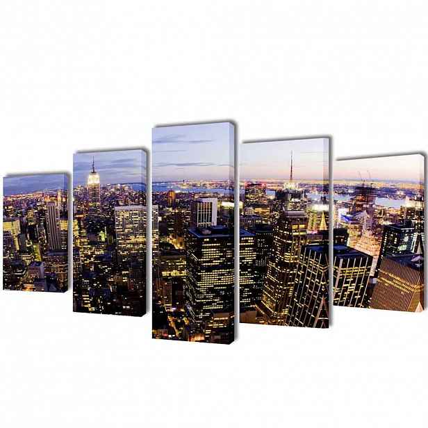 vidaXL Sada obrazů, tisk na plátně, panoráma New Yorku, 200 x 100 cm