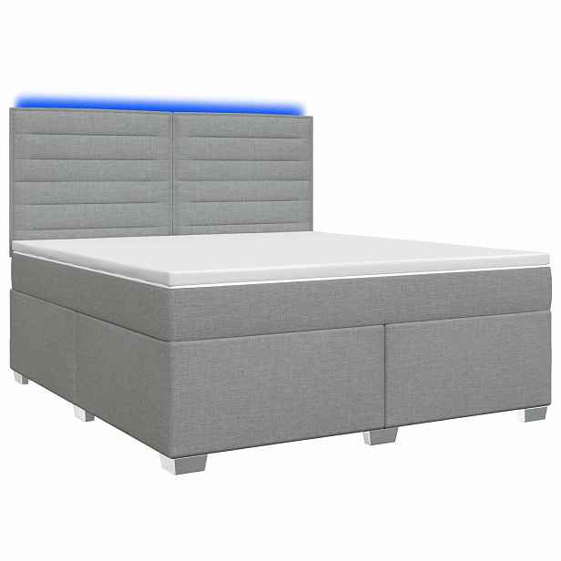 vidaXL Postel boxspring s matrací Světle šedá 180 x 200 cm Textil