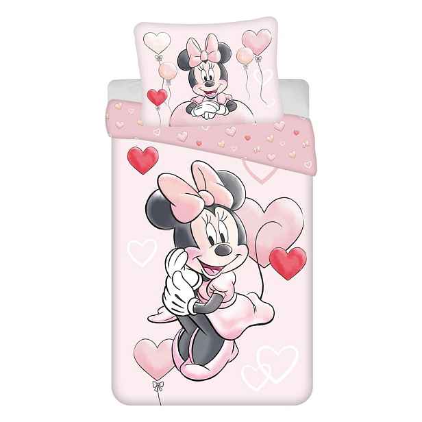 Růžové bavlněné dětské povlečení na jednolůžko 140x200 cm Minnie "Balloon" – Jerry Fabrics
