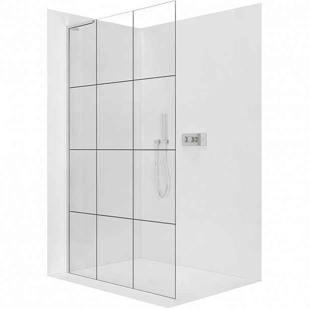 Sprchová zástěna Walk-in Onyx L-levá vzpěra - 8 mm - chrom, industriální sklo - 90x200 cm
