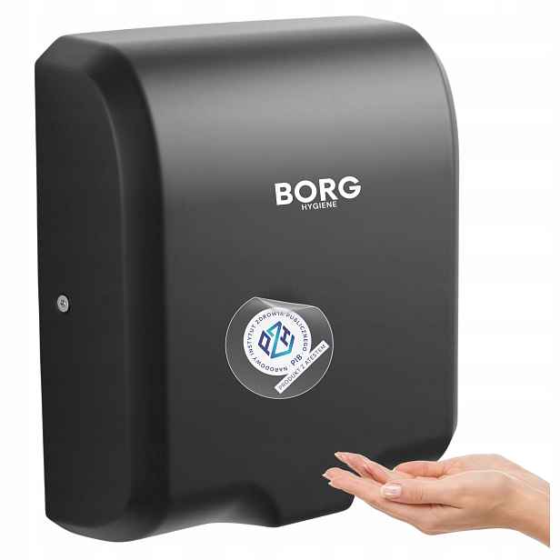 Sušička rukou ocelová černá štíhlá silná Borg Zonda Slim 1000W 10s
