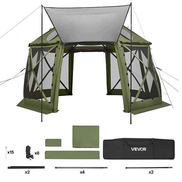 Zahradní pavilon altán moskytiéra stan 3.96 x 3.96 m zelený