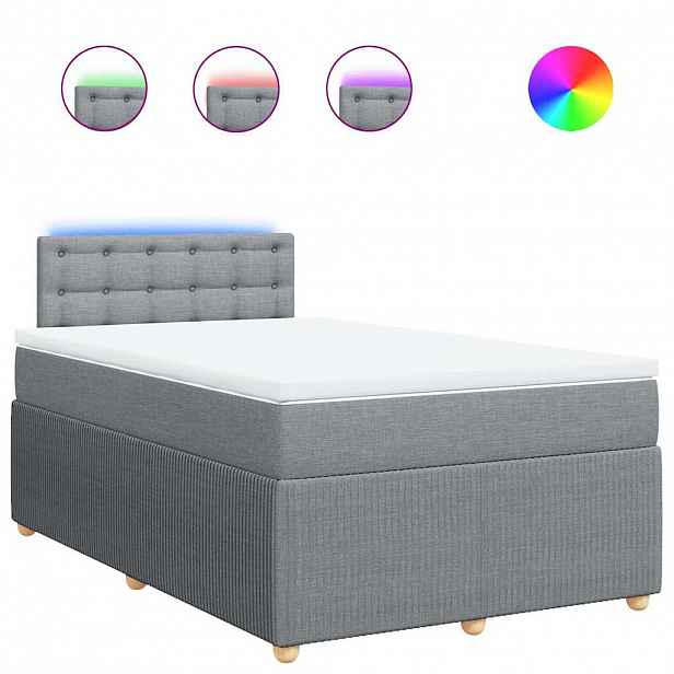 vidaXL Box spring postel s matrací světle šedá 120 x 200 cm textil