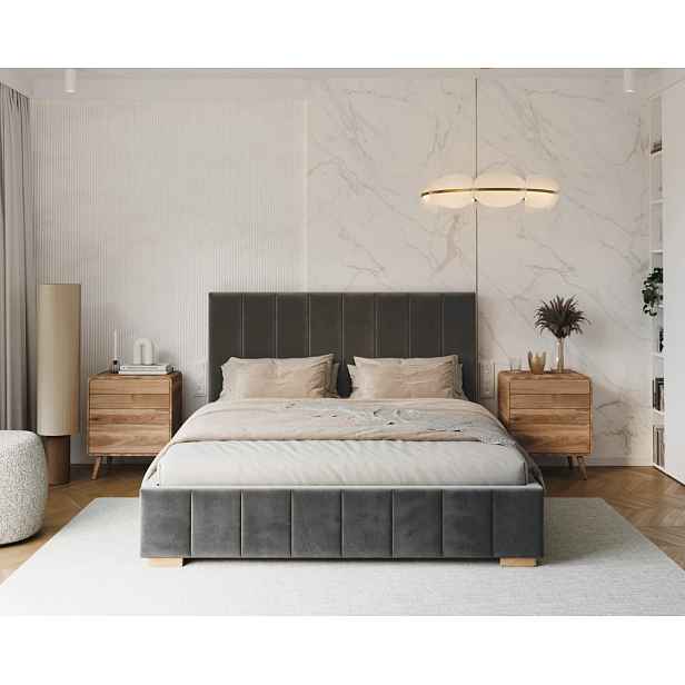 FDM Čalouněná postel Austin se zvedacím roštem Paris antracit, velikost 120x200