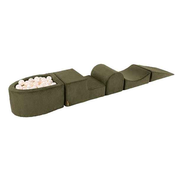 Khaki manšestrové pěnové hřiště 250x45x30 cm Montessori – Meowbaby