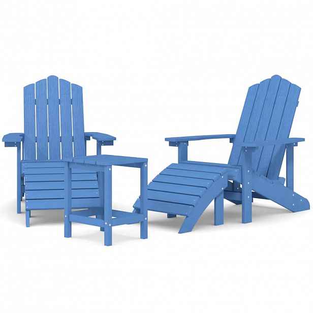 vidaXL Zahradní křesla Adirondack + podnožka/stolek HDPE akvamarínová