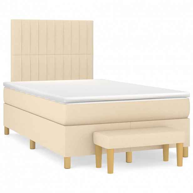 vidaXL Box spring postel s matrací krémová 120x200 cm textil