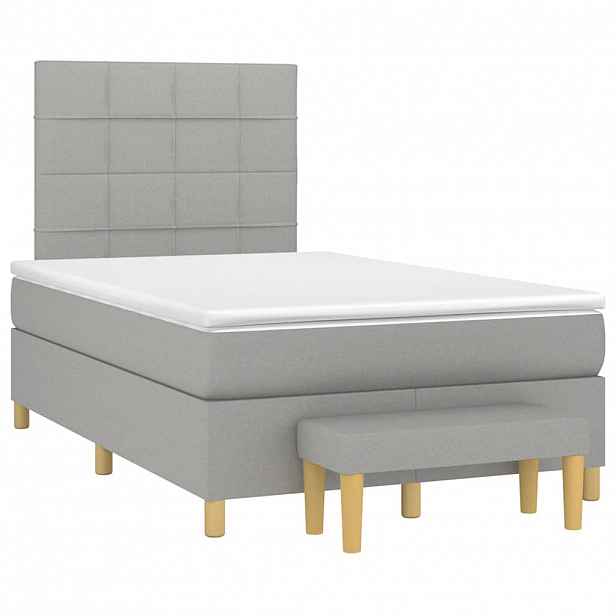 vidaXL Box spring postel s matrací světle šedá 120x190 cm textil