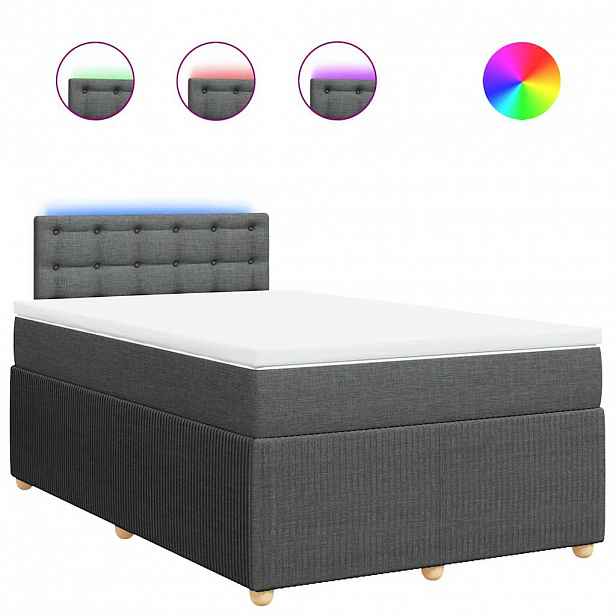vidaXL Box spring postel s matrací tmavě šedá 120x200 cm textil