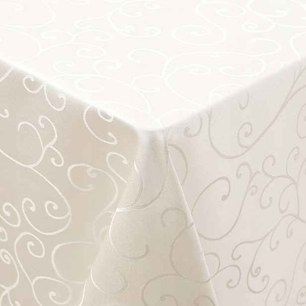 Obdélníkový Ubrus 140 X 240 CM Béžový Polyester Žakár Odolný Proti Poškrábání