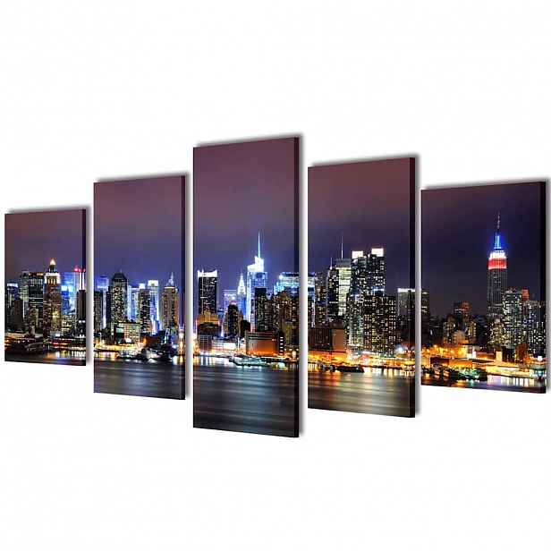 vidaXL Sada obrazů, tisk na plátně, barevné panoráma New Yorku 100 x 50 cm
