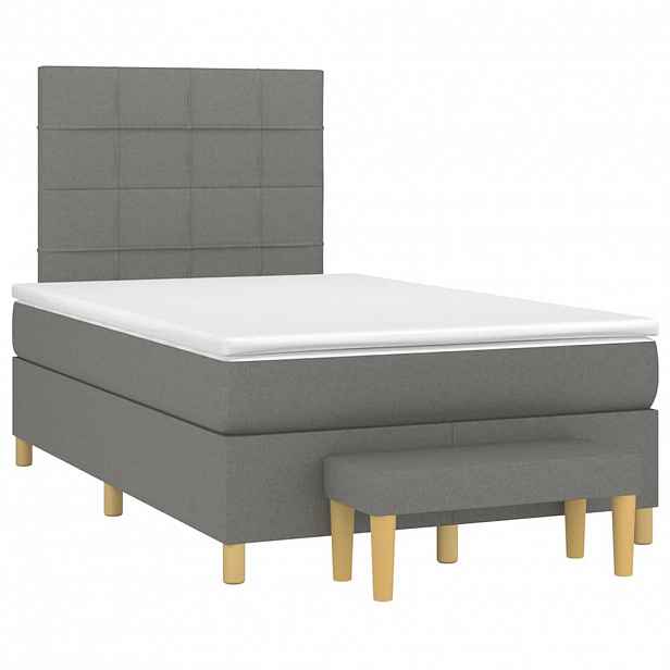 vidaXL Box spring postel s matrací tmavě šedá 120x190 cm textil