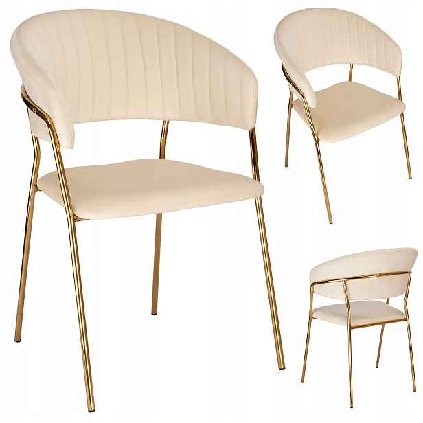 Čalouněné Křeslo Béžové Sametové Velvet Do Obývacího Pokoje Jídelny, Moderní