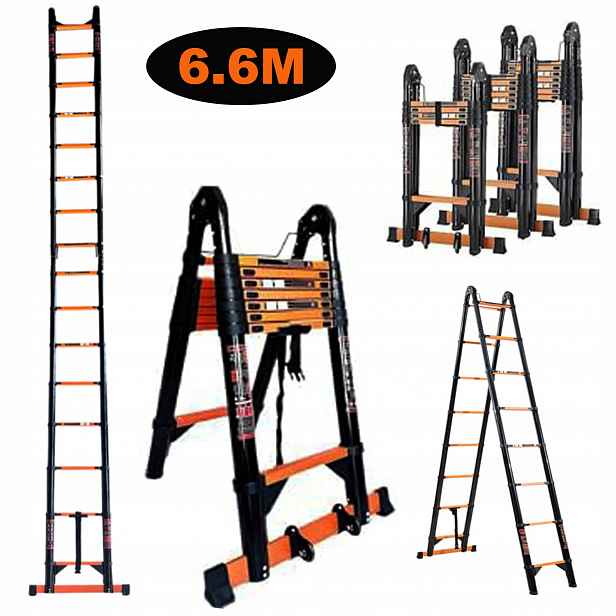 Teleskopické schůdky 6,6 m kloubové s trojúhelníkovým stabilizátorem Nosnost: 150 kg