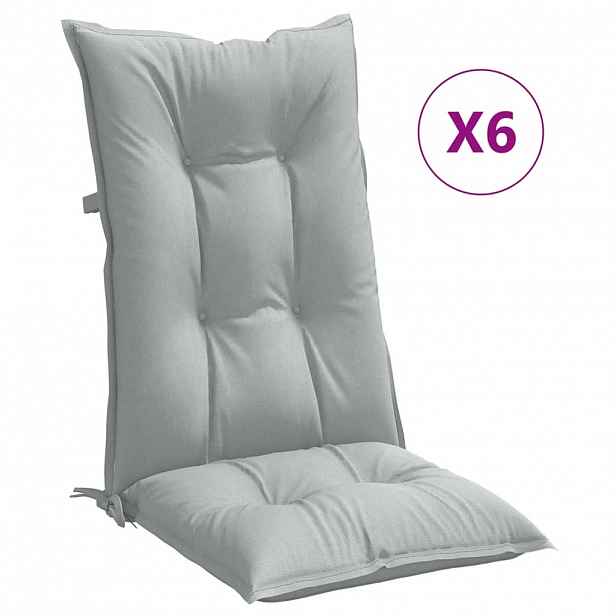 vidaXL Podušky na židli vysoké opěradlo 6 ks šedá melanž 120x50x7 cm
