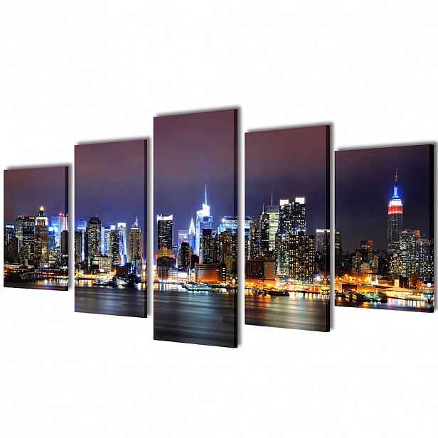 vidaXL Sada obrazů, tisk na plátně, barevné panoráma New Yorku 200 x 100 cm