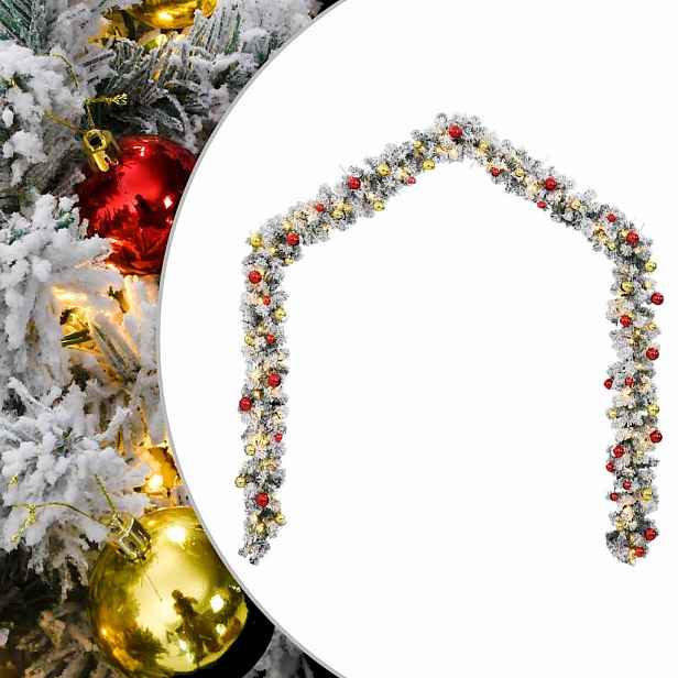 vidaXL Vánoční girlanda s baňkami a LED diodami zelená 10 m PVC