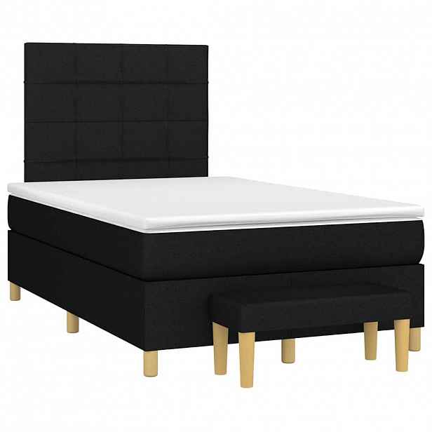 vidaXL Box spring postel s matrací černá 120x190 cm textil