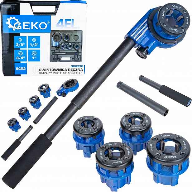 Geko Ruční závitník pro trubky 3/8"-1" 4 hlavice