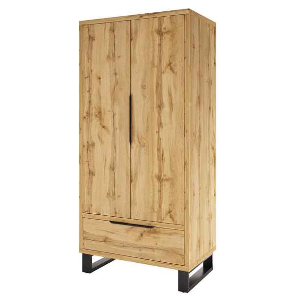MASSENO ŠATNÍ SKŘÍŇ S OTOČNÝMI DVEŘMI HALENZA, 99/190/60 cm 2dveřová, dub Wotan
