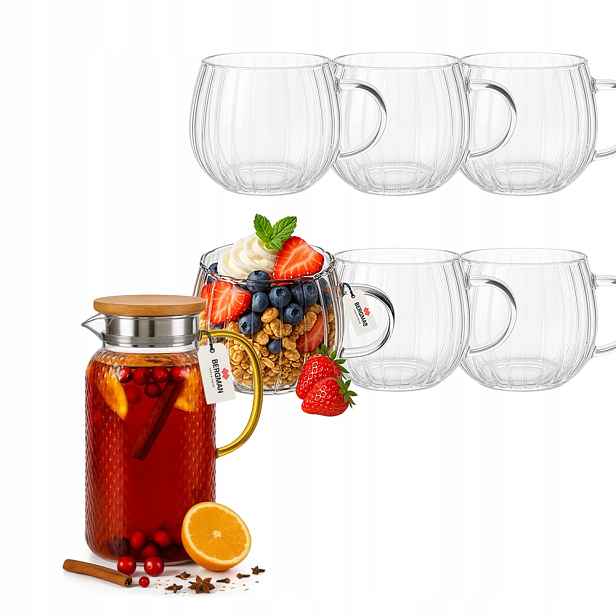 Sada Bergman džbán 1,3 l 6 žebrovaných sklenic 350 ml