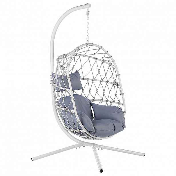 Beliani ZÁVĚSNÉ KŘESLO s rámem Flechtseil bílé 100/108 cm Adria