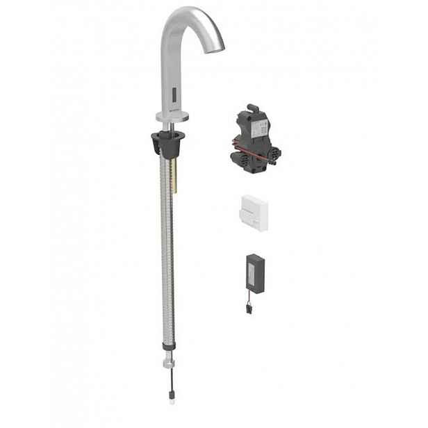 Geberit Piave - Elektronický umyvadlový ventil, pro studenou vodu, bateriové napájení, easy to clean, kartáčovaná nerez 116.183.SN.1