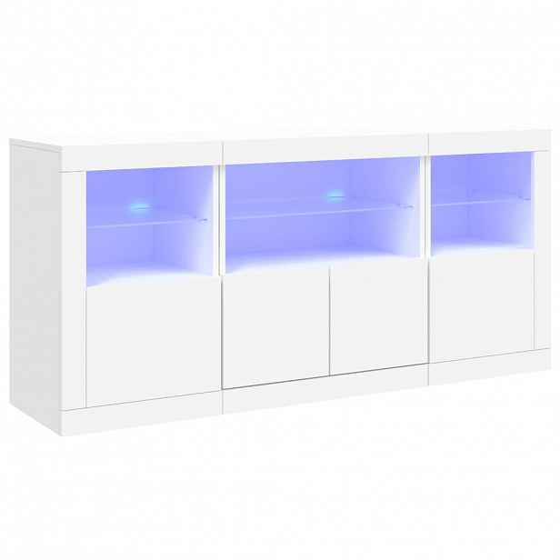 vidaXL Příborník s LED osvětlením bílý 142,5 x 37 x 67 cm