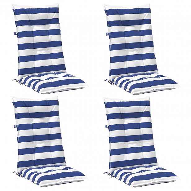 vidaXL Venkovní polštář 4 ks Textil Modrá a bílá 120 x 50 x 7 cm