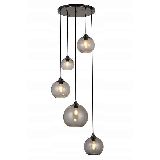 Závěsné svítidlo koule skleněné E27 5x40W barva černá 6440 Tanesha Rabalux