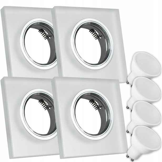4X Skleněná Lampička Moderní Kulaté Stropní Svítidlo Kolo Silné Sklo Námraza 3W Led Žárovka